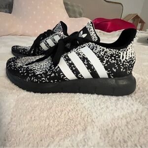 Adidas Black and White Athletic Shoes with Speckled Design. Box not included.